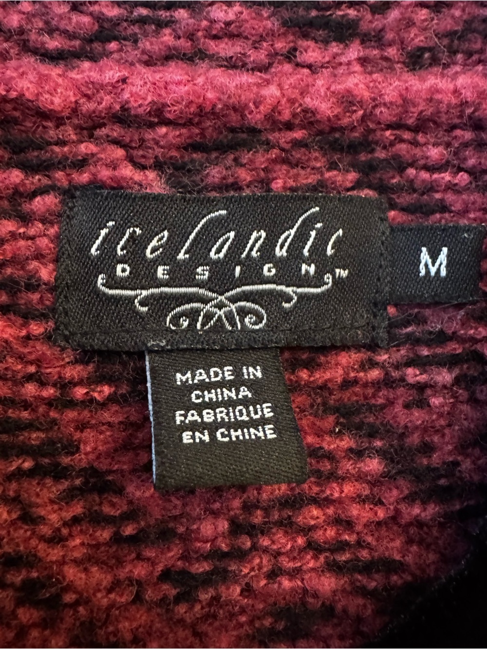 Vintage Icelandic Designs Purple Herringbone Knit Cardigan | Black Velvet Trim - Picture 8 of 11